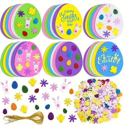 24 pack easter foam stickers set colorful egg crafts spring holiday decorations no electricity needed featherless art supplies