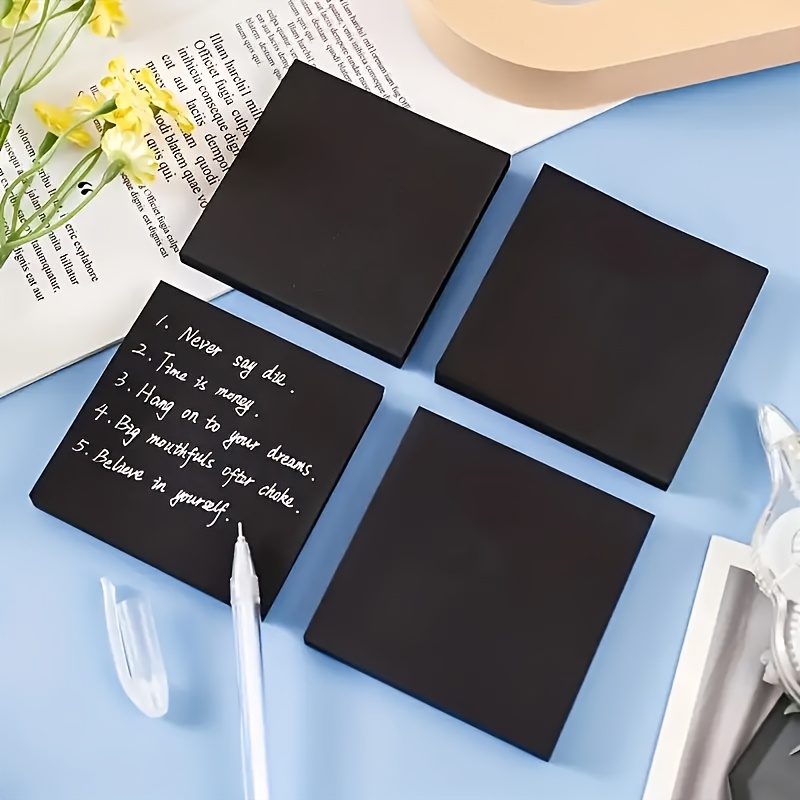 

50 Sheets, Creative Pure Black Sticky Notes, 50 Pages Tearable Sticky Notes, Black, Stationery For Handbook, Message School Office Supplies