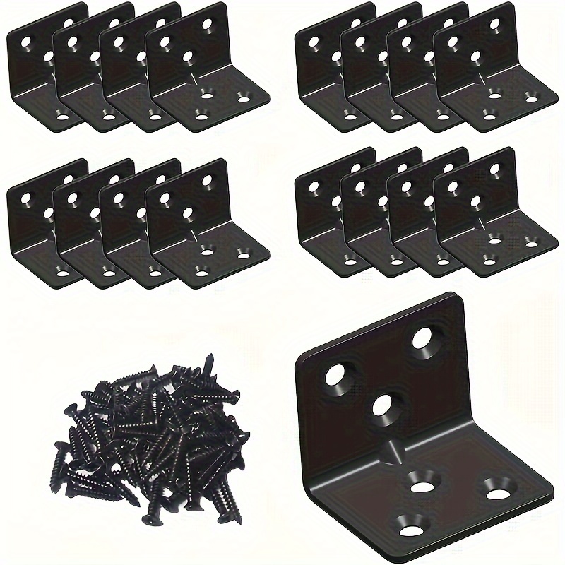 

112pcs Shelf Brackets, , Heavy Duty L-shaped & Straight Angle Metal Corner Braces With Screws, No Required