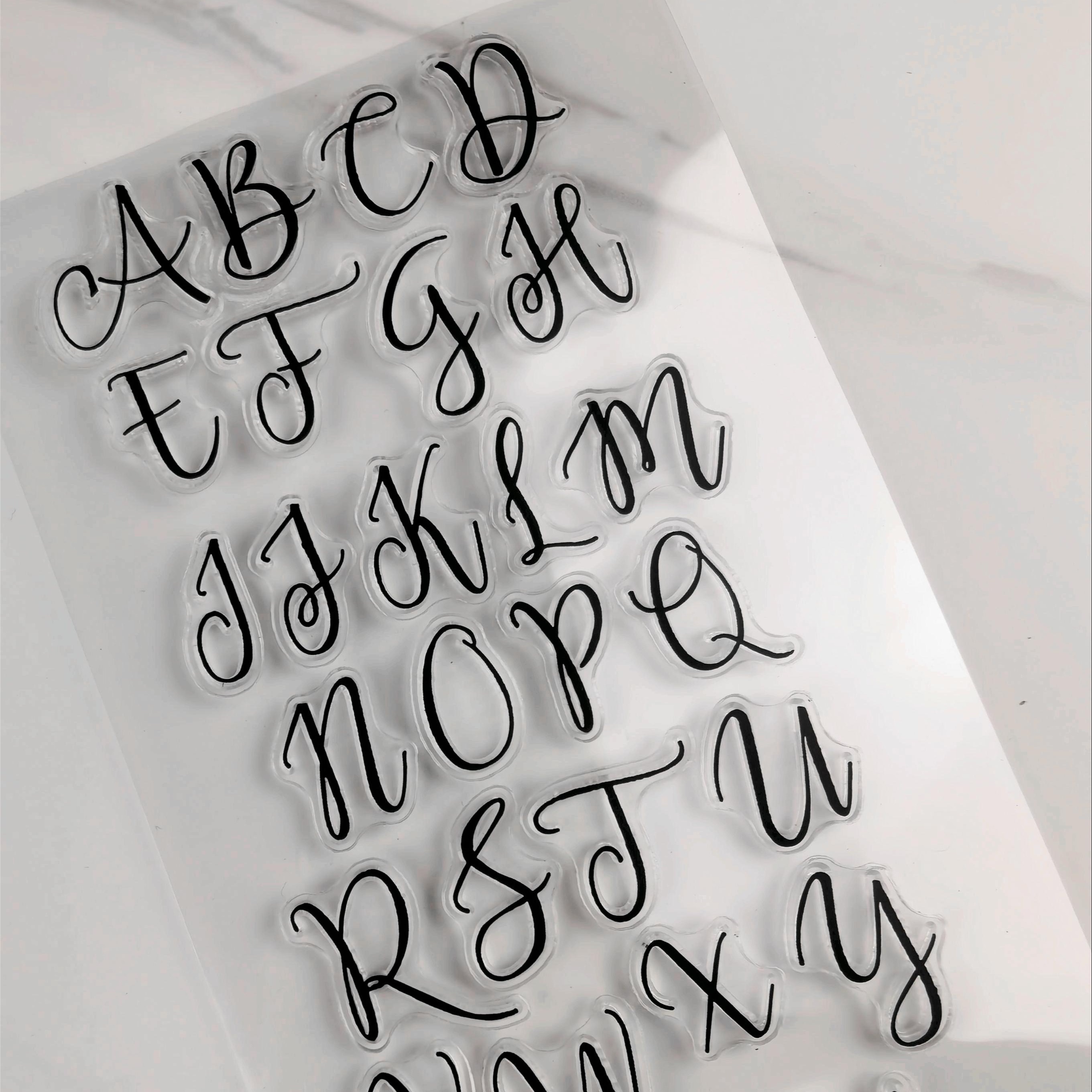 

1pc Série Alphabet Anglais Tampon en Silicone Transparent - Lettrage Élégant , Rectangulaire Transparent pour Scrapbooking & Artisanat, Matériau PP