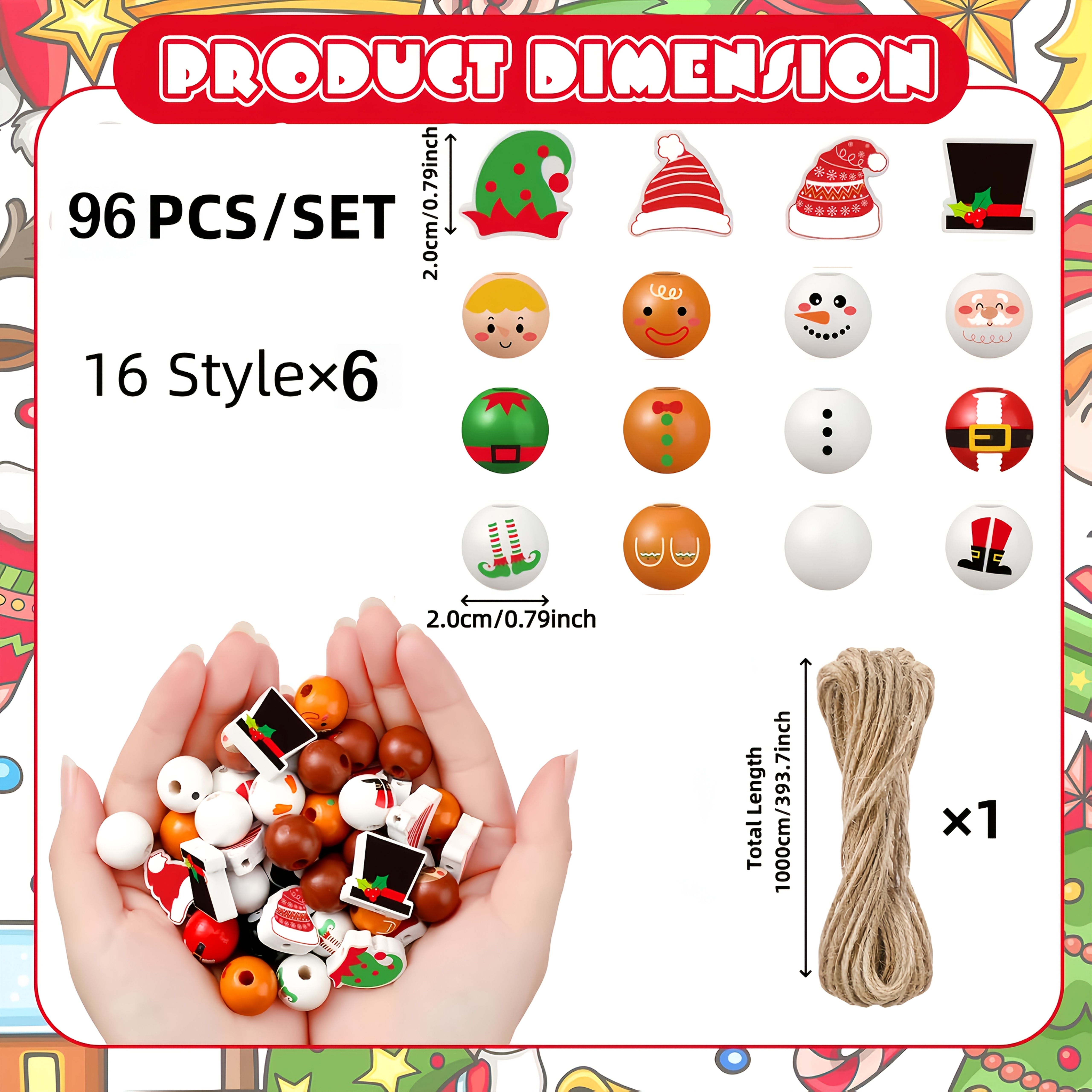 New 64pcs/96pcs Handmade Christmas Gift Beading Kit, Diy Christmas Tree Ornament Beads, Diy Decorative Bead Set