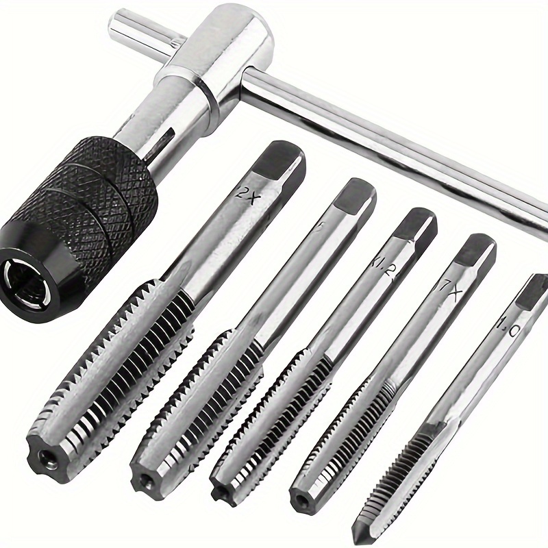 

5pcs Stainless Steel Tap And Die Set With -plated Wrenches - Precision Thread Cutting Tools For Metalworking & Gear Repair, Ideal For Diy Projects