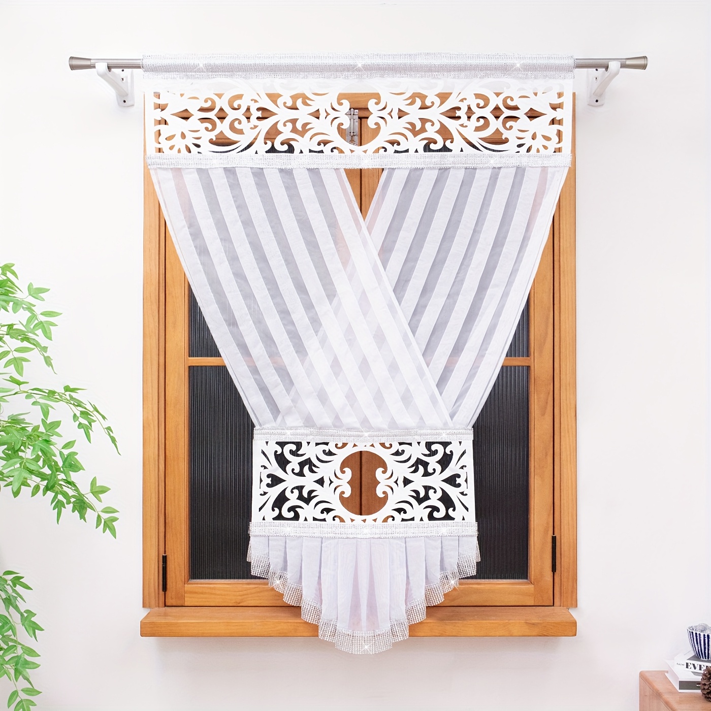 1pc Bohemian Style Striped Art Decorative Curtain, Atmosphere Curtain Panel For Weddings And Festivals