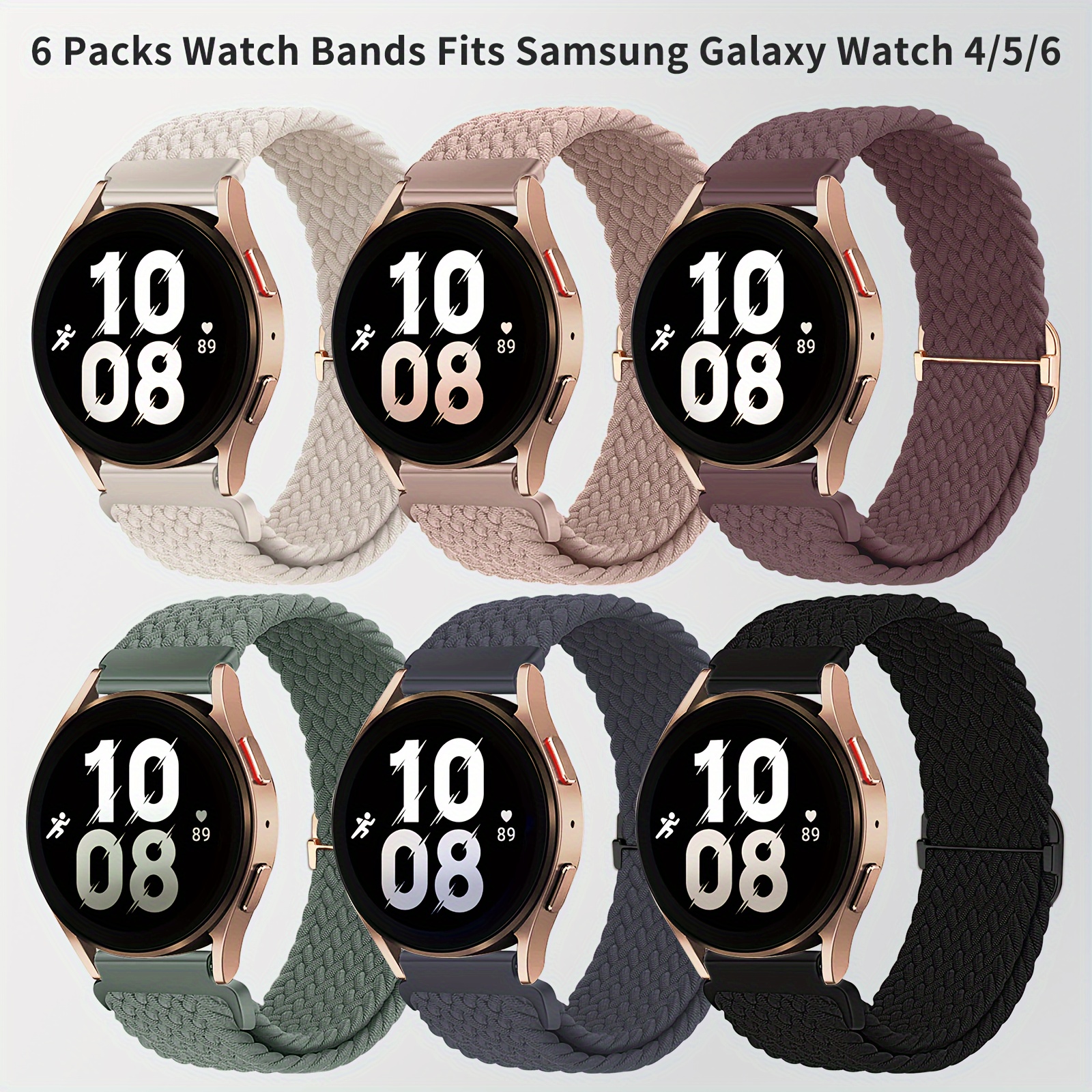

6 Packs Watch Bands, Compatible With Samsung Galaxy Watch Active 2 Bands 40mm 44mm/active 40mm/watch 3 41mm/galaxy Watch 42mm/gear S2/watch 4/5/6 Fabric 20mm Wristband