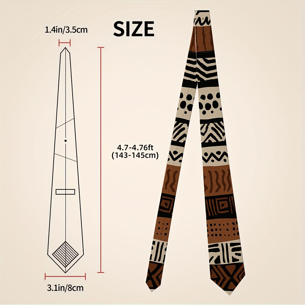 TEMU 1pc 2d Flat African Men's Neck Tie – Soft Polyester Tie With Vibrant Design – Elegant And Comfortable For Business And Casual Settings, 2d Flat