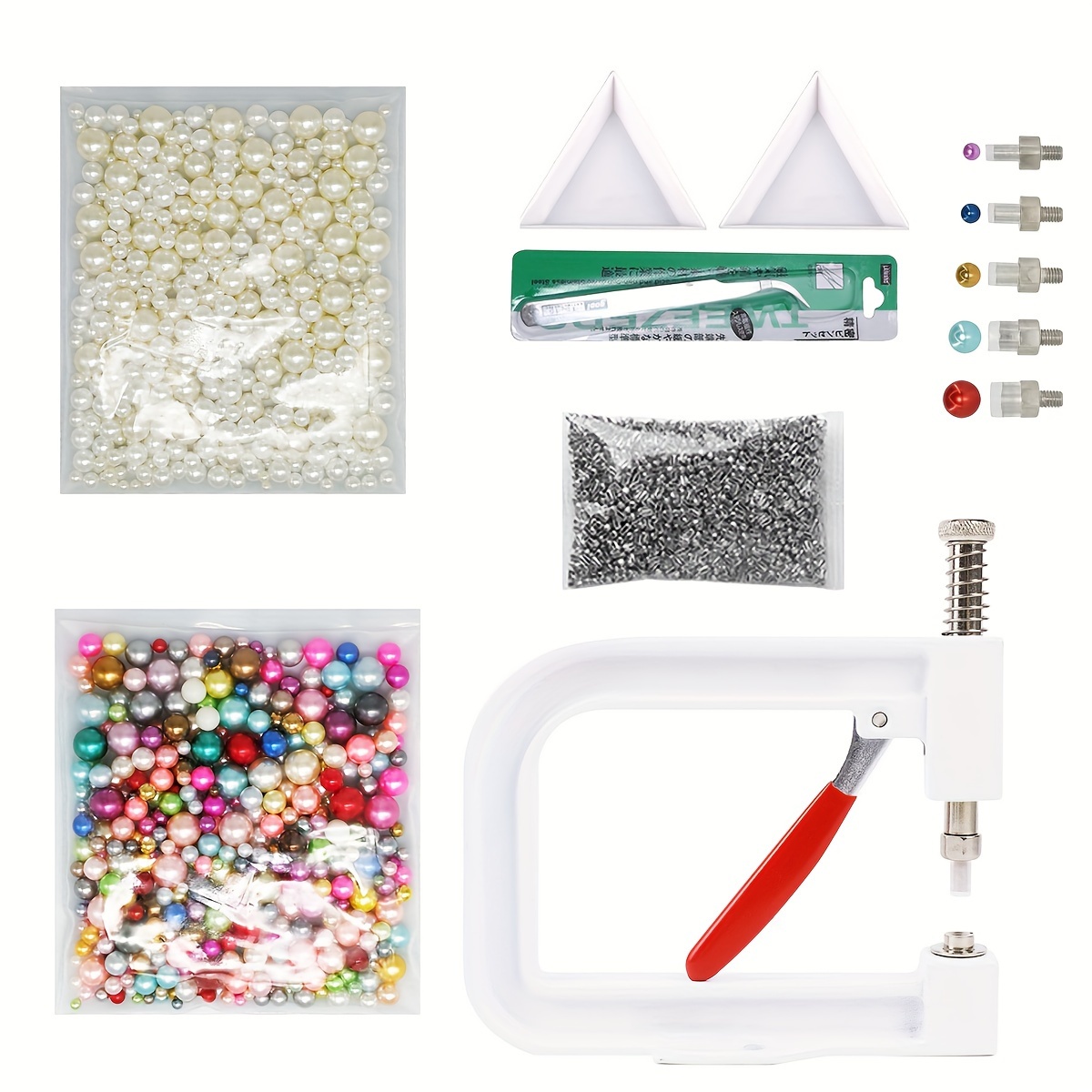 

Round Beads Setting Machine Kit With 1000pcs 5 Sizes Of Round Rivet Studs Beads Fixing Tool For Hats/ Shoes/ Clothes/ Bags/ Skirts Diy Sewing Accessories