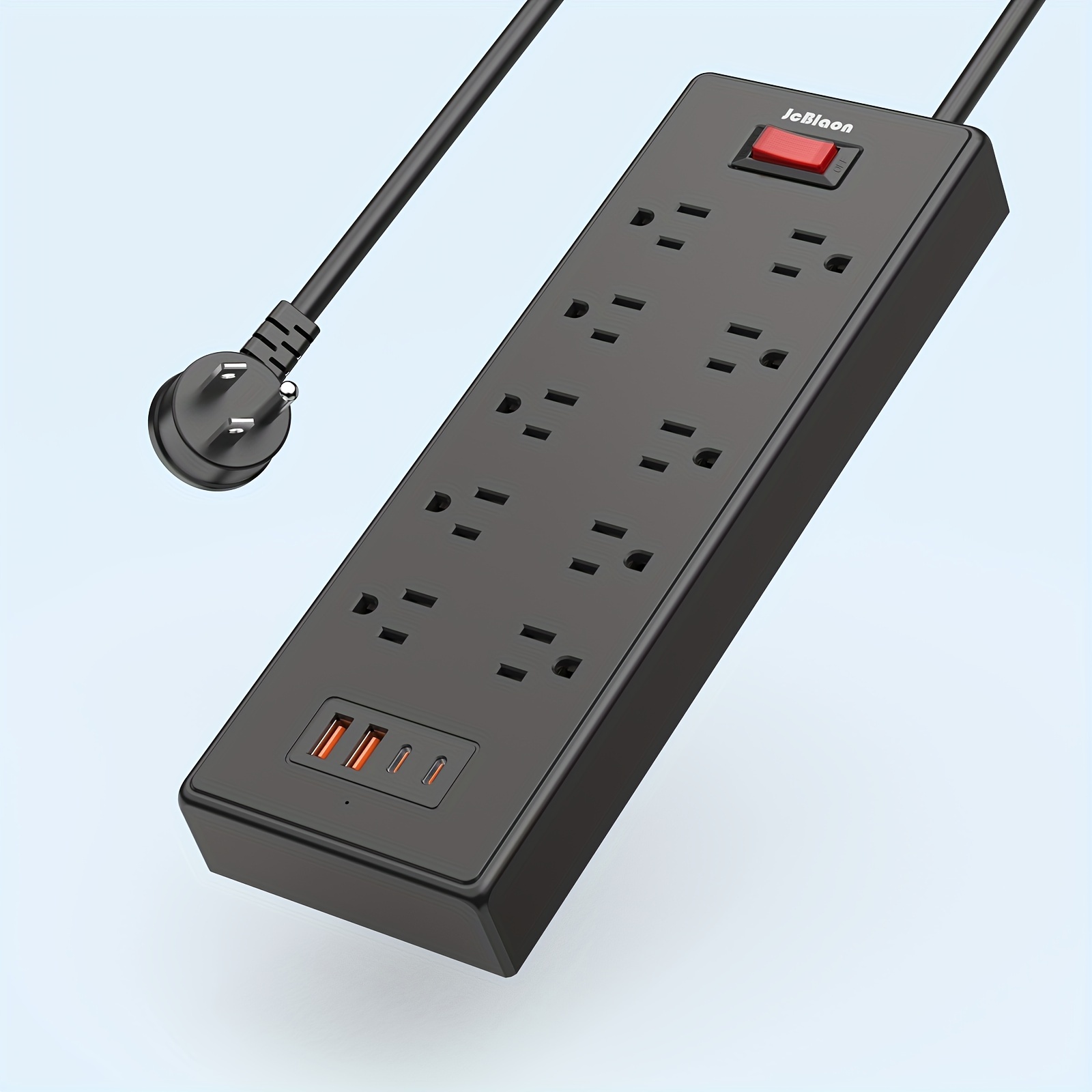 

Power Strip Protector With Usb C Ports, 5ft Flat Plug Extension Cord With Multiple Outlets, 10 Ac Outlets And 4 Usb Ports, Heavy Duty (1625w/13a), Wall Mount, Under Desk For Home, Office, Dorm