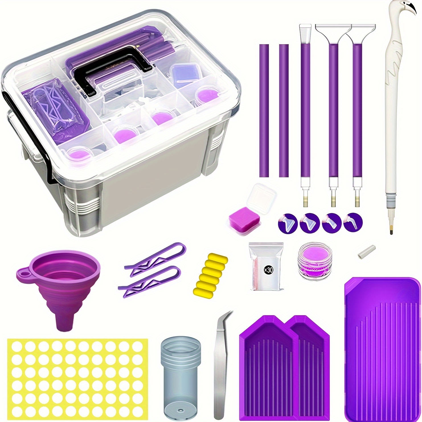 TEMU 111pcs 5d Diamond Painting Tool Set, Portable Tool Box With Handle, Complete Diamond Painting Tool Kit, Including Classification Trays, Bottles,