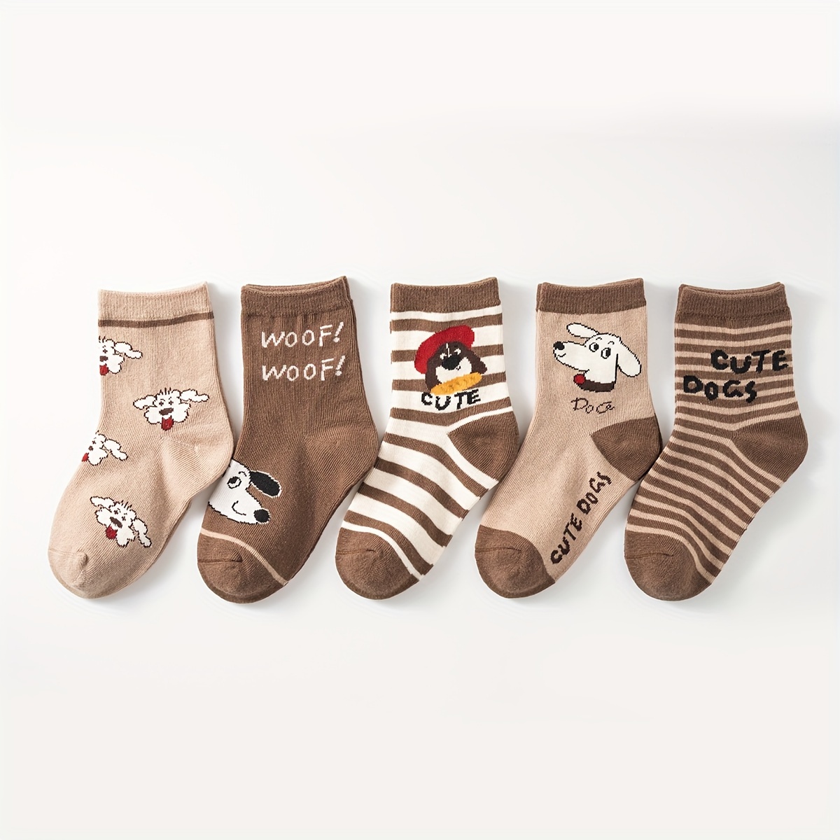 Image of 5 Pairs Of Socks Featuring A Soft, Breathable Cartoon , Suitable For Boys And Girls, Seamless Knitted Socks Perfect For Wear., Fall And Winter Clothes