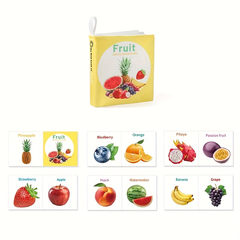 Interactive 6-page Fruit Encyclopedia Baby - Washable Tear-resistant Toy With Fruit-themed Pages (, , Oranges) - Travel-friendly Cognitive Book For &, Party Favors & Gifts For Birth