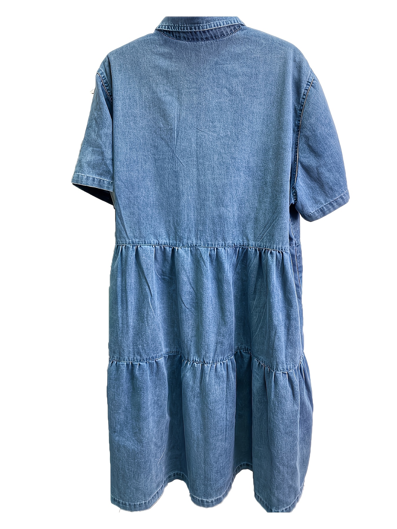 knee length dresses for ladies Smocked Denim Midi Dress