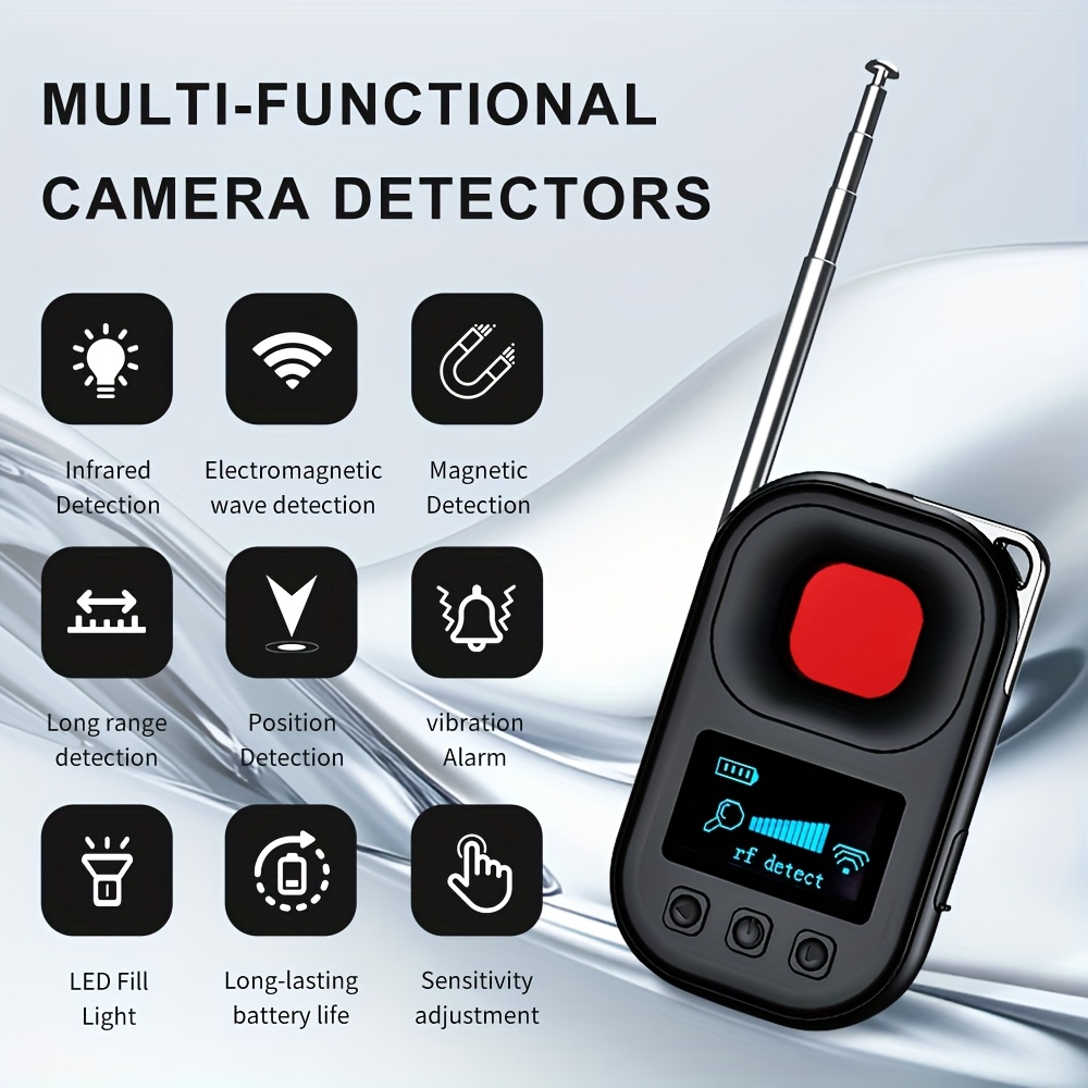 multifunctional camera detector with gps   infrared electromagnetic wave detection magnetic alert remote vibration alarm adjustable sensitivity 450mah rechargeable battery usb compatible 0