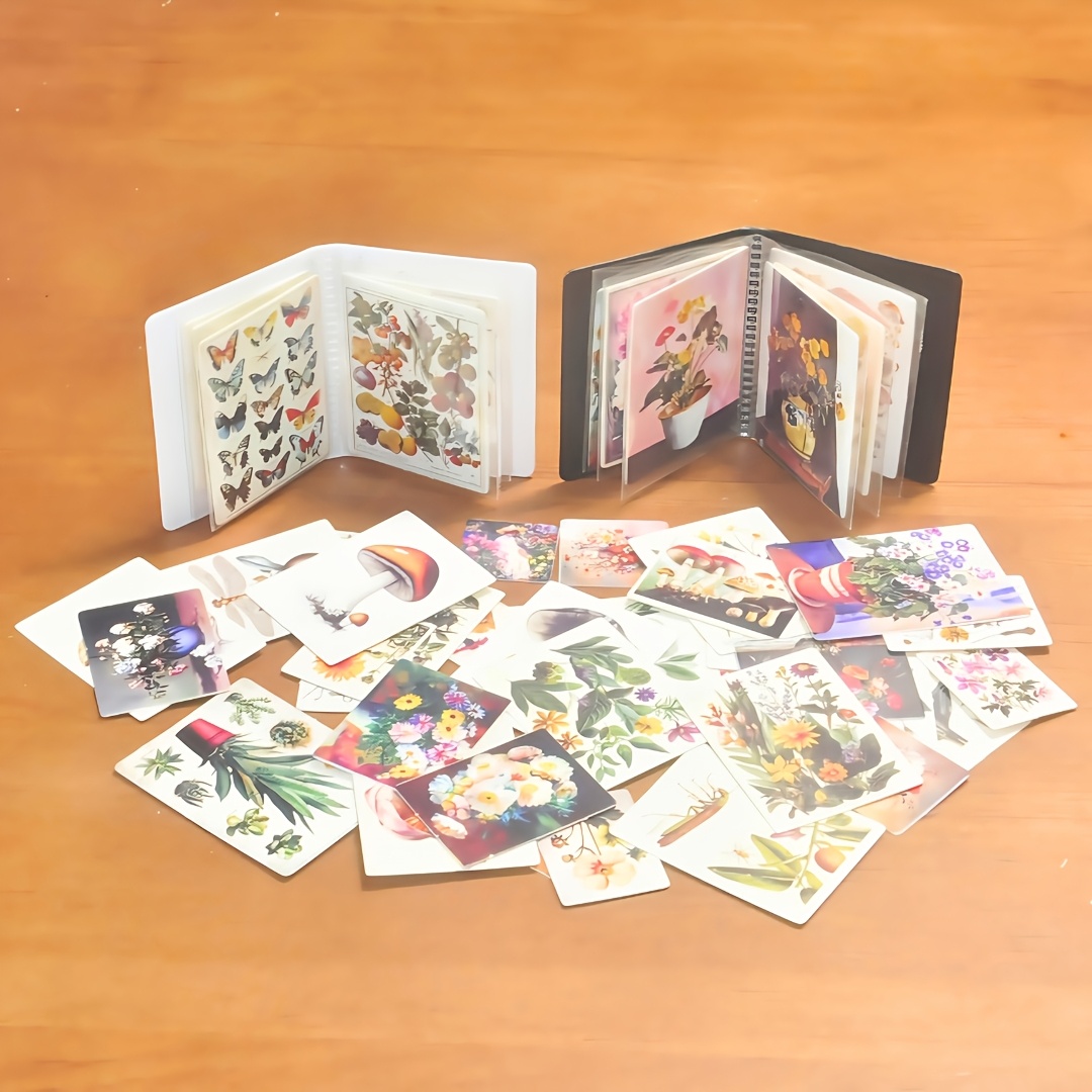 TEMU Miniature File Folder And Cardstock Set, Floral Fruit Pattern Mini Paper Cards With Storage Albums, Scrapbooking, Journaling, Collage, And