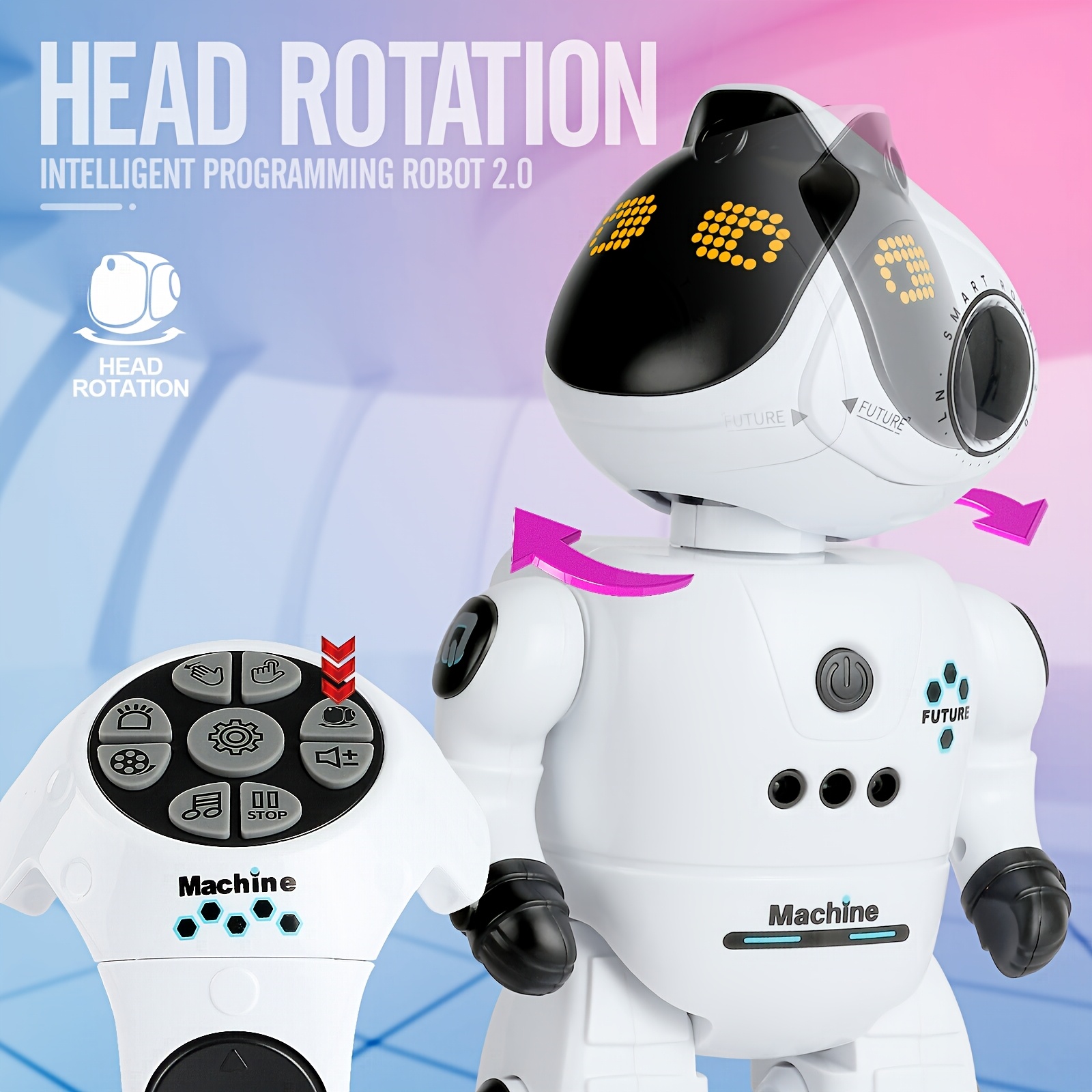 Kids' Smart Remote Control Robot Toy, Programmable Remote Control Robot with Gesture Sensing Walking and Dancing Birthday Gift Suitable for 6 7 8 9 Year Old Boys and Girls