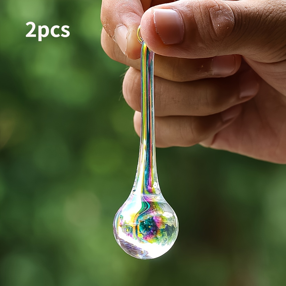 2pcs 80mm Hanging Raindrop Suncatcher Crystal Chandelier Parts Prisms Replacement Pendant Garden Christmas Tree Decor Wedding Centerpieces