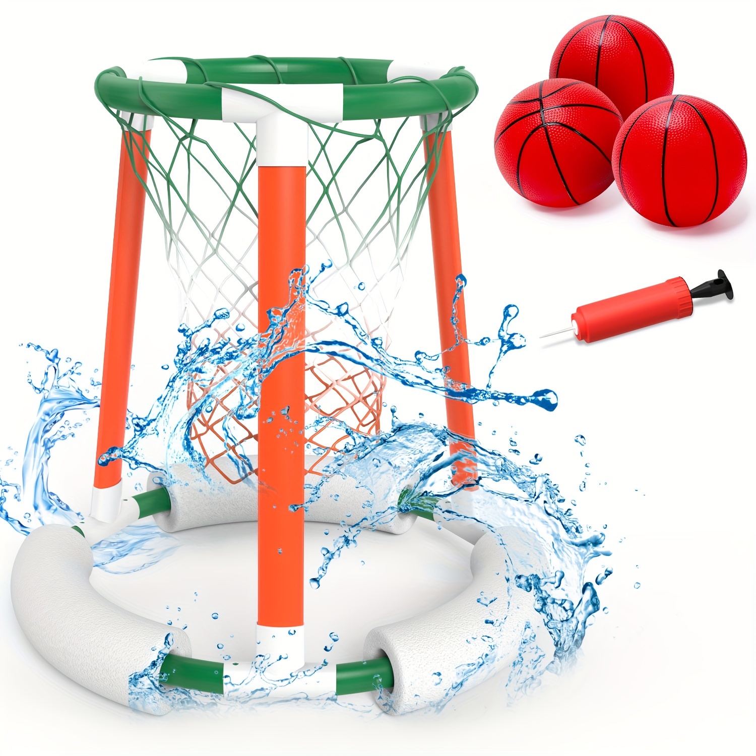 

Pool Basketball Hoop, Floating Inflatable Pool Basketball Games Toys With 3 Pool Balls And Pump, Swimming Pool Outdoor Play Toddler Basketball Hoop Indoor For Kids Adults Aged 8-12