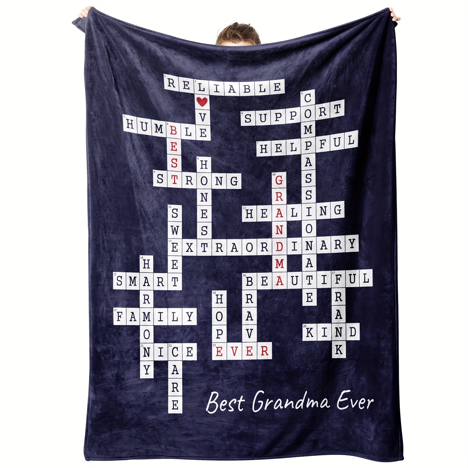 

Unique Grandma Gift - Soft Flannel Throw Blanket With Design, Perfect Birthday Or Holiday Present From Grandkids, Machine Washable, Blue Geometric Pattern