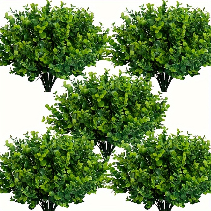 

12pcs Uv-resistant Artificial Eucalyptus Bushes, Plastic, Indoor & Outdoor Decor, For Father's Day, Day, Valentine's Day, Juneteenth, Graduation, Housewarming, Weddings, And Gardens