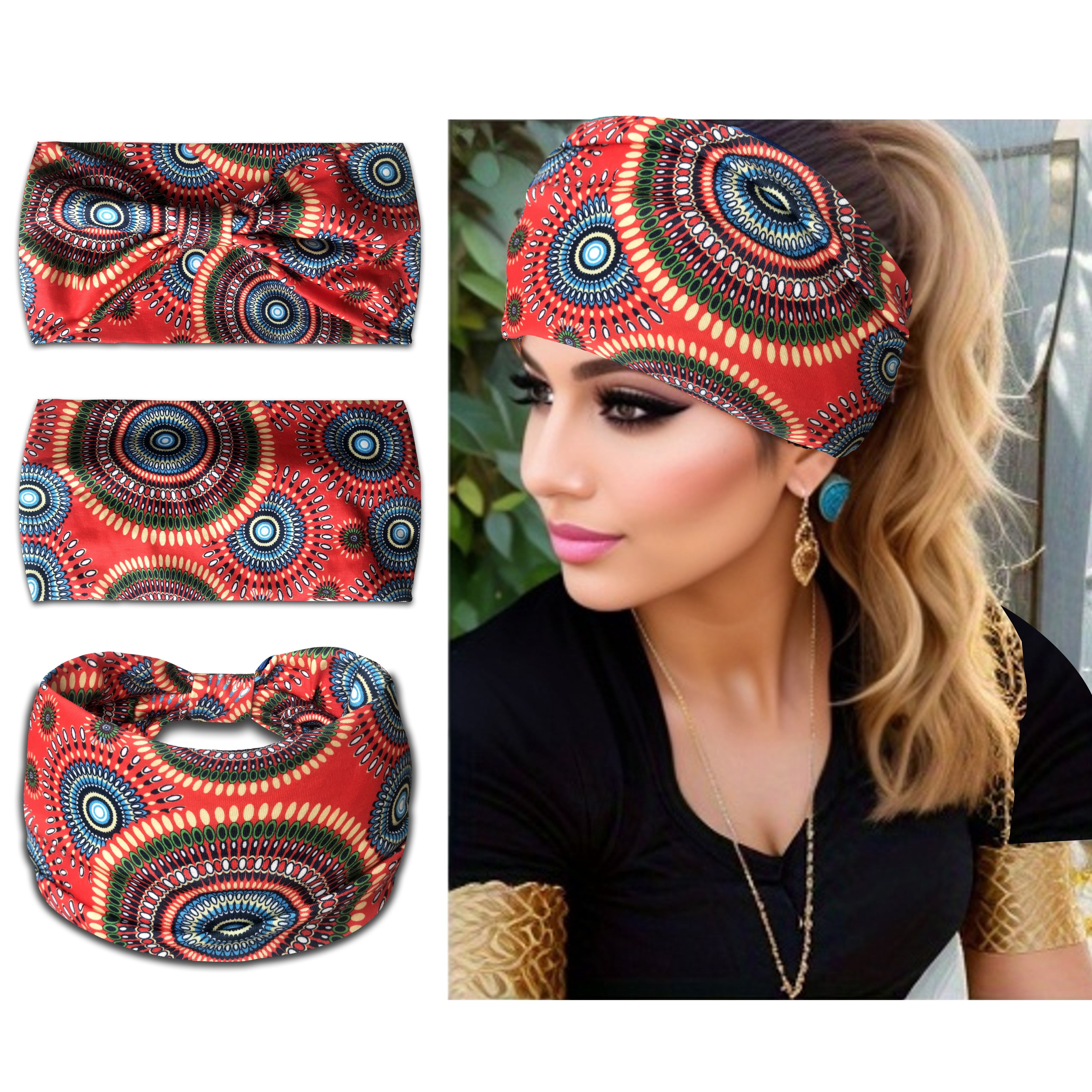 

1pc Boho Printed Headband Knotted Hair Band Vintage Headwear Hair Styling Accessories For Women