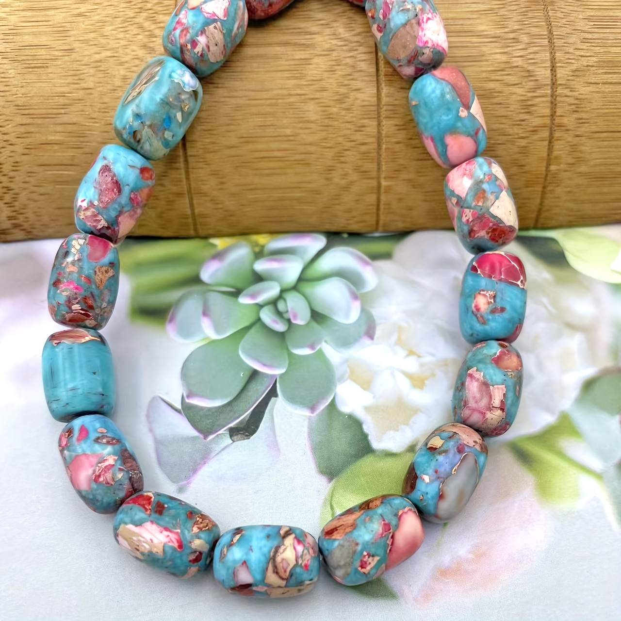 13pcs Natural Emperor Pine Bohemian Barrel Beads for DIY Jewelry