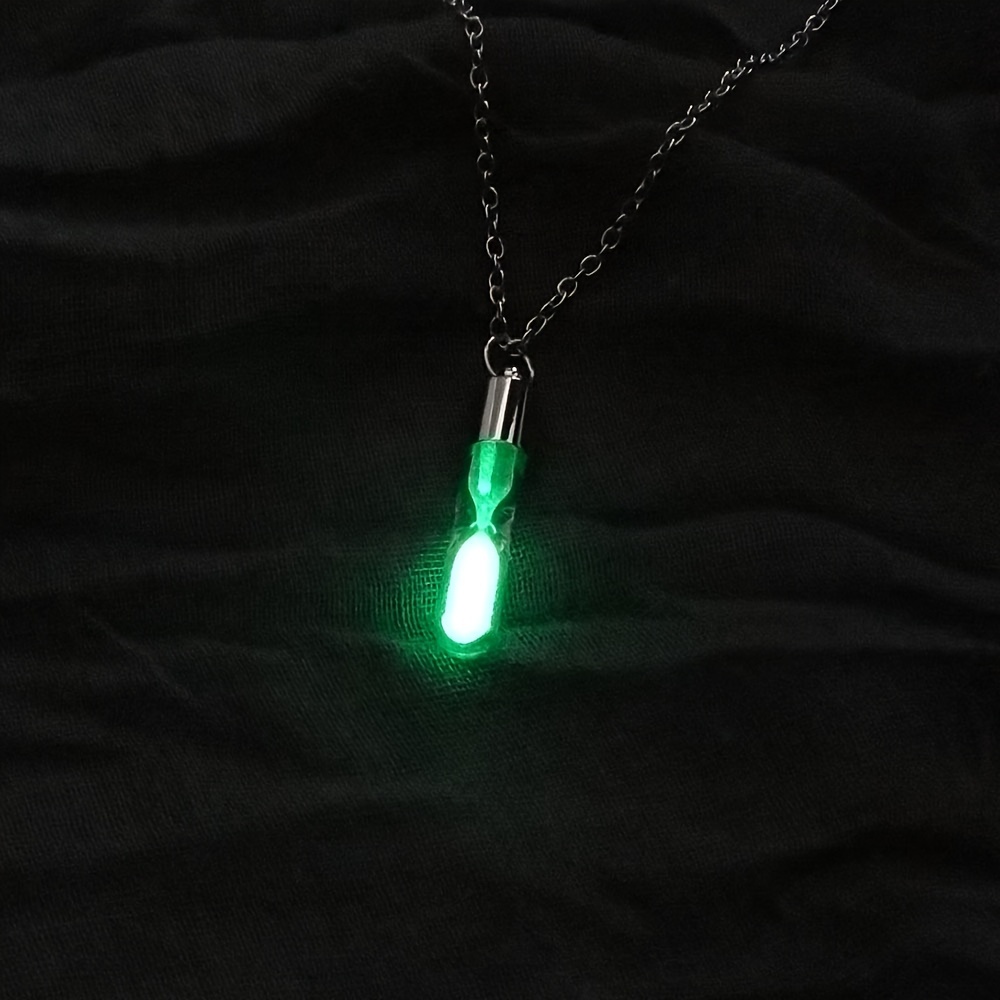 TEMU Fashion Luminous Hourglass Pendant Stainless Steel Necklace For Women, In Luminous Colors