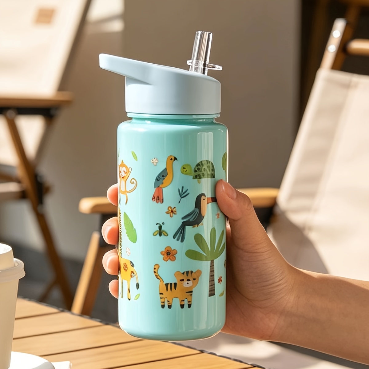 TEMU 1pc 500ml Cartoon Water Bottle Cup Plastic Sports Outdoor Portable, Lightweight, Round, Suitable For Running And Sports, Gift, Party, Travel,
