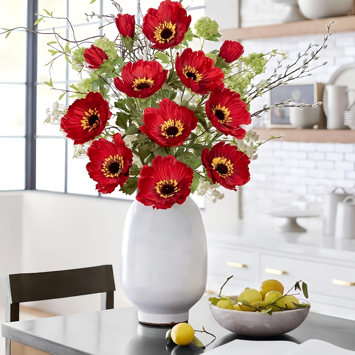 3er set lebendige orange deko mohnblumen echte touch