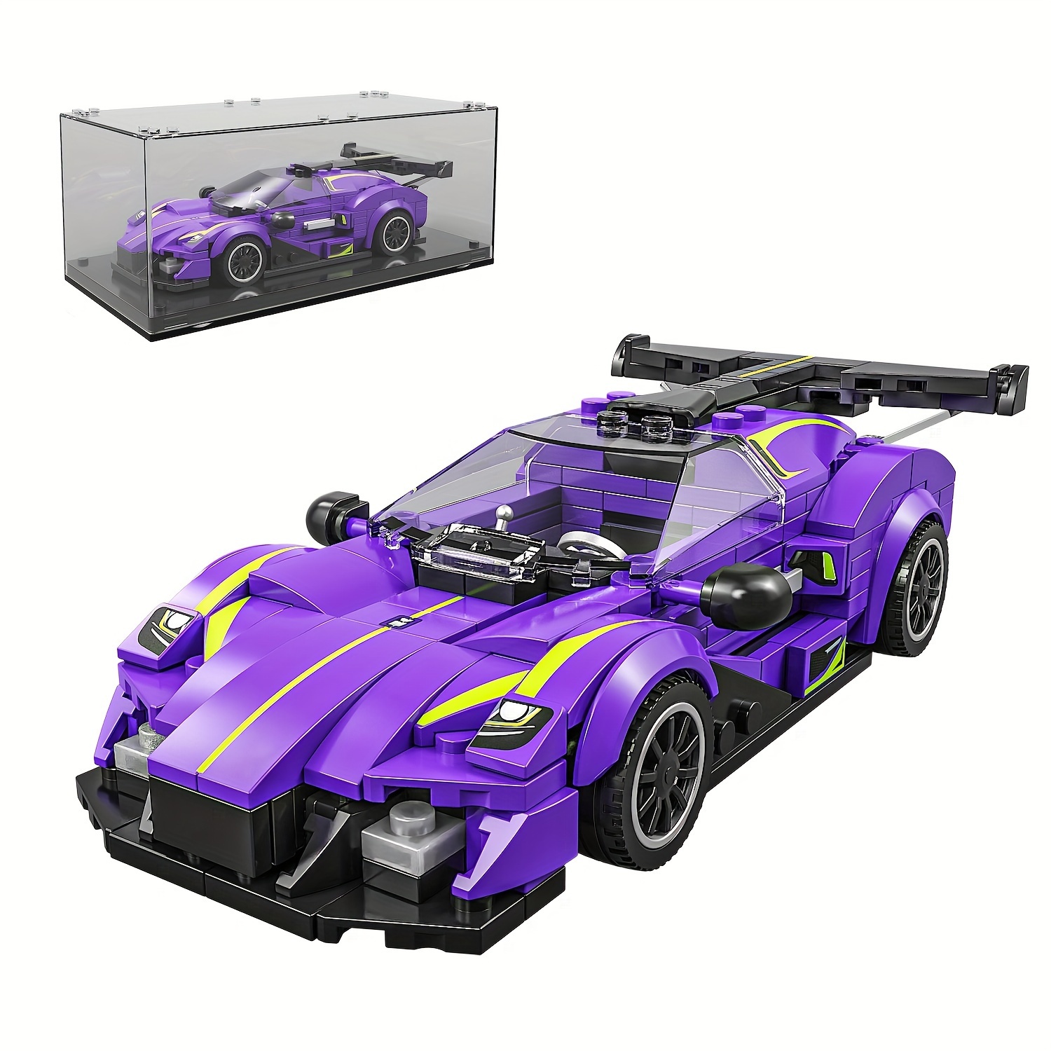 TYCOLE 316pcs Racing Car Model Set with Display Case Purple ABS Construction Toy