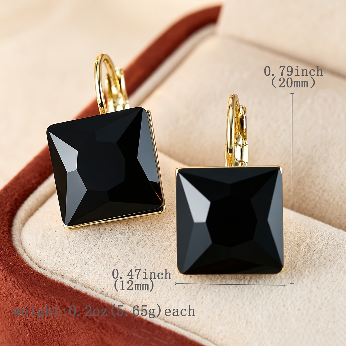 TEMU Une paire, mode européenne et américaine - Cuivre avec incrustation de synthétique - Luxe léger, et - - Boucles d'oreilles carrées de , et