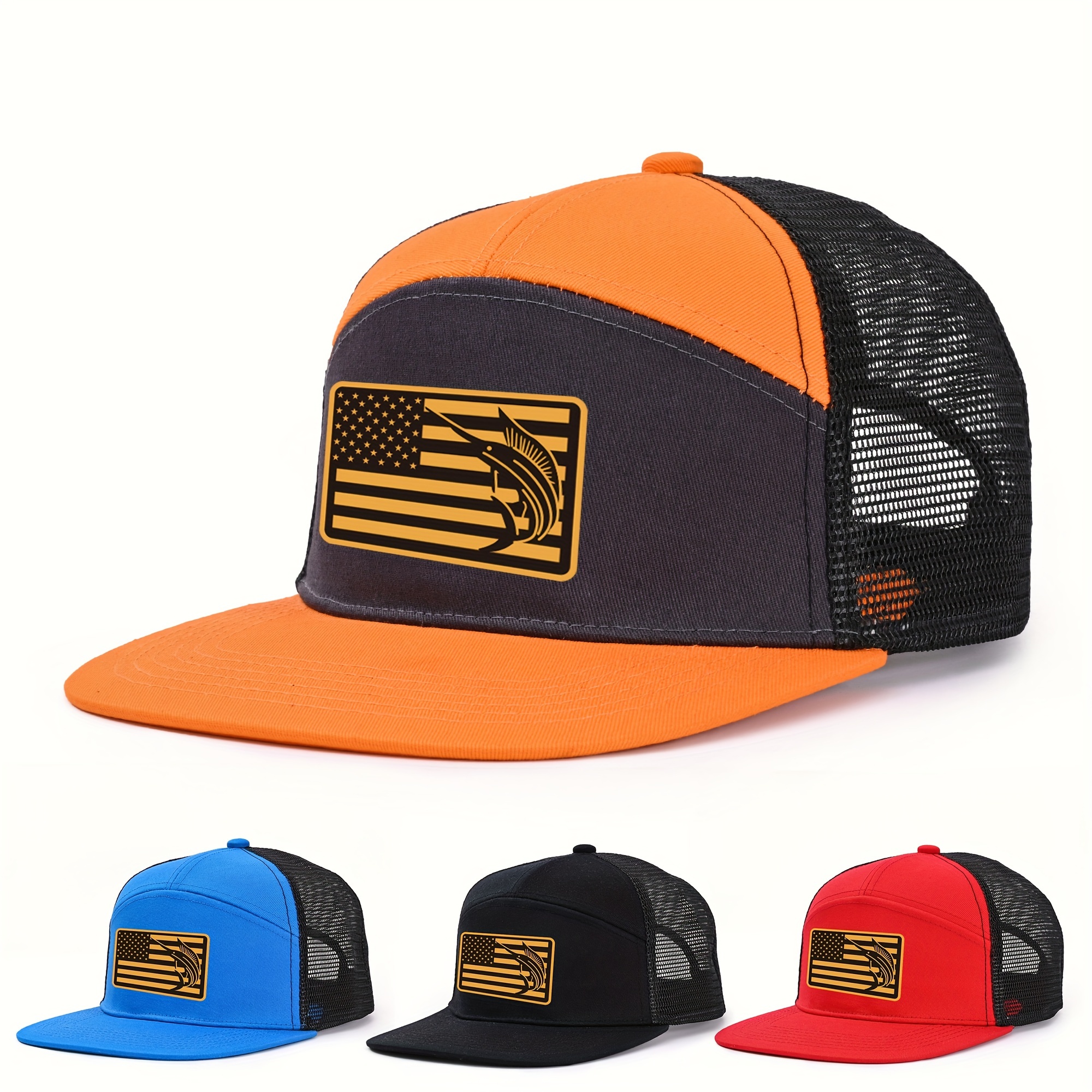 

1pc Flag Printed Baseball Cap With Breathable Mesh, Summer Casual Peaked Hat For Outdoor Sports And Leisure Time