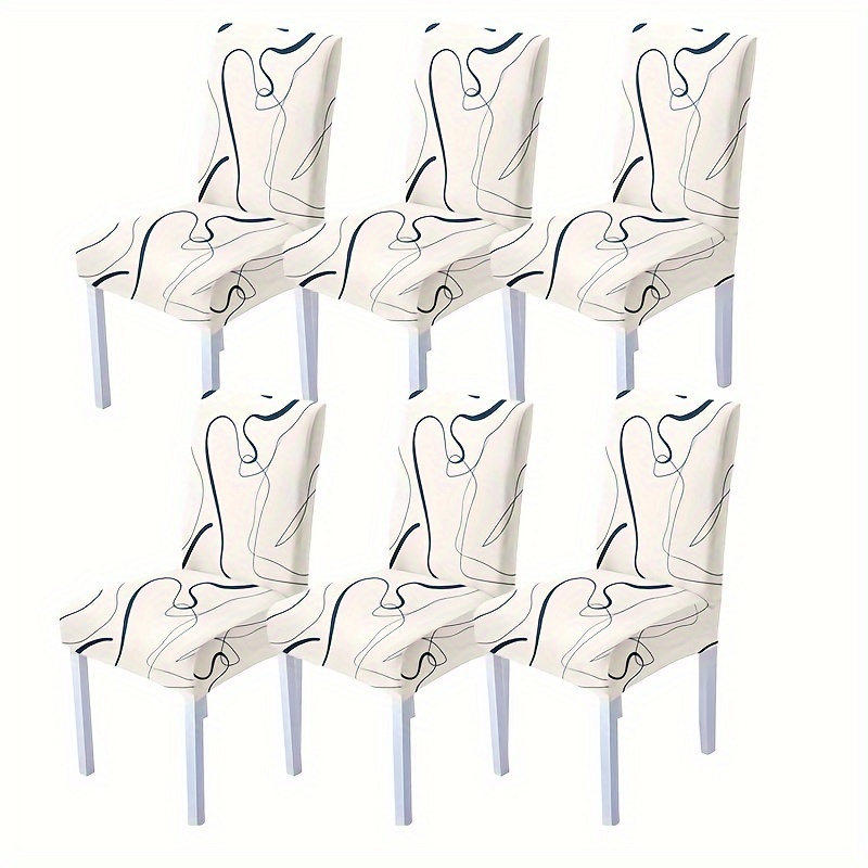 

6pcs Stretch Chair Slipcovers, Dustproof Dining Chair Cover, Furniture Protective Cover, For Dining Room Living Room Office Home Decor