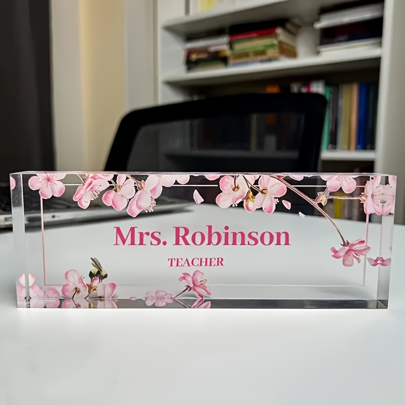 TEMU Custom Acrylic Desk Name Plaque - Personalized Office Decor For , Ideal Gift For Graduation & Promotion