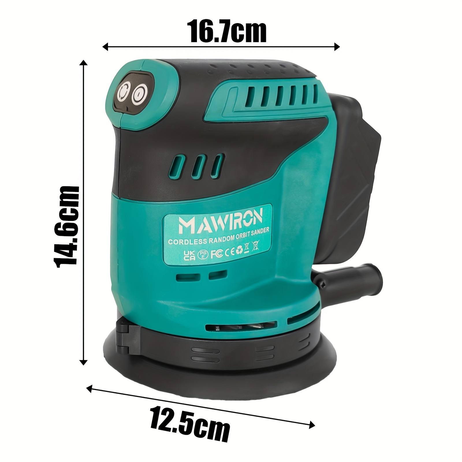 Draadloze willekeurige orbit schuurmachine met 2X batterijen en oplader,