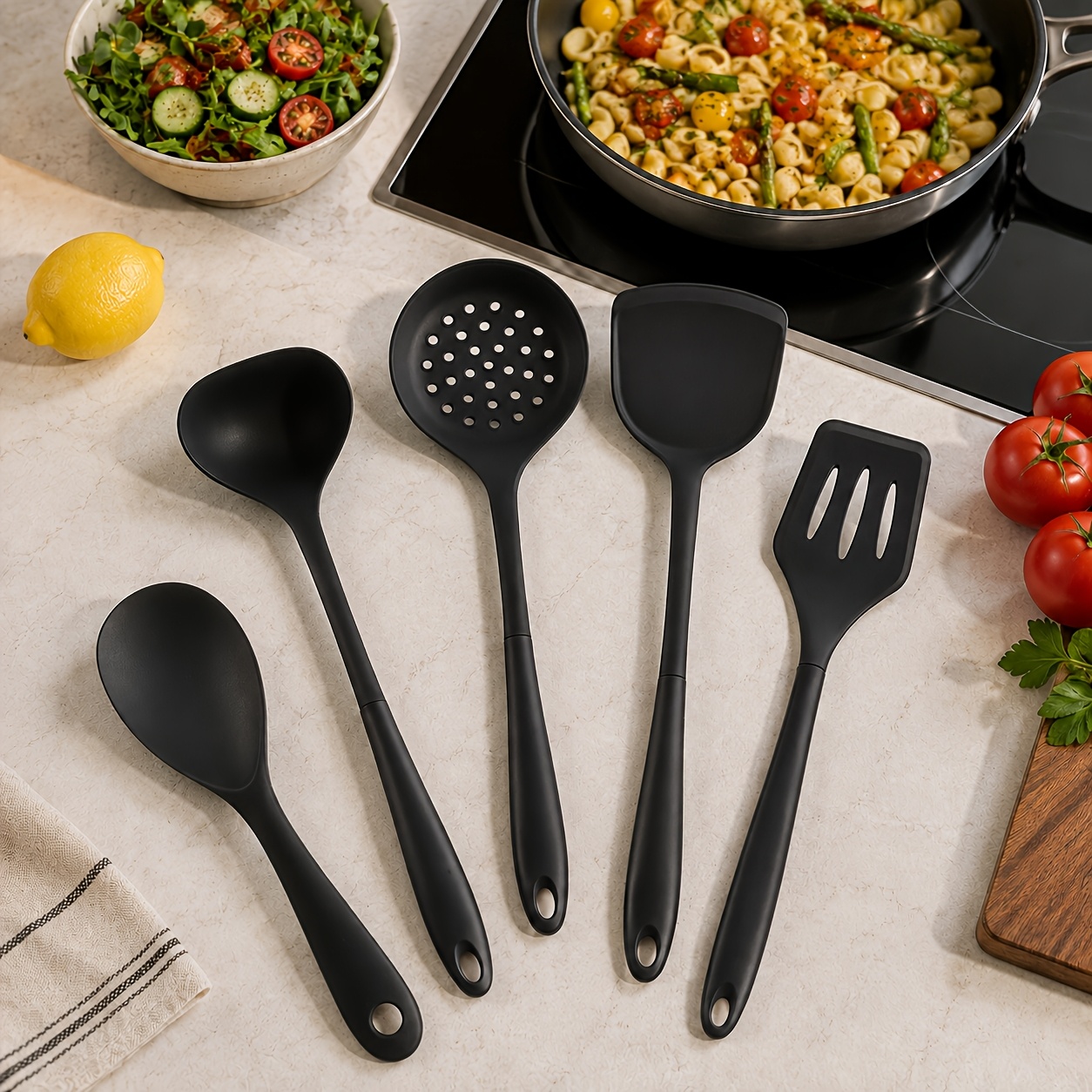 Silicone To Spatula 5pcs Set, Easy To Stir Fry, , A Must-have Cooking Utensil For Home, Commercial, And Dining Environments, To Worry About Kitchen Cooking And Baking