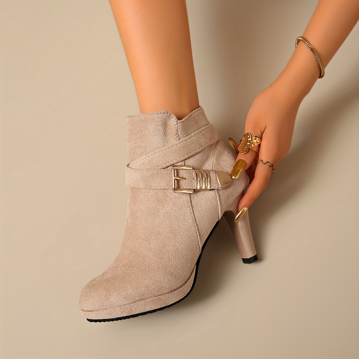 Image of Elegant Women Shoes Shoes A Pair Of Women's High Quality Platform Chunky Heel Side Zipper High-heeled Ankle Booties, Women Shoes