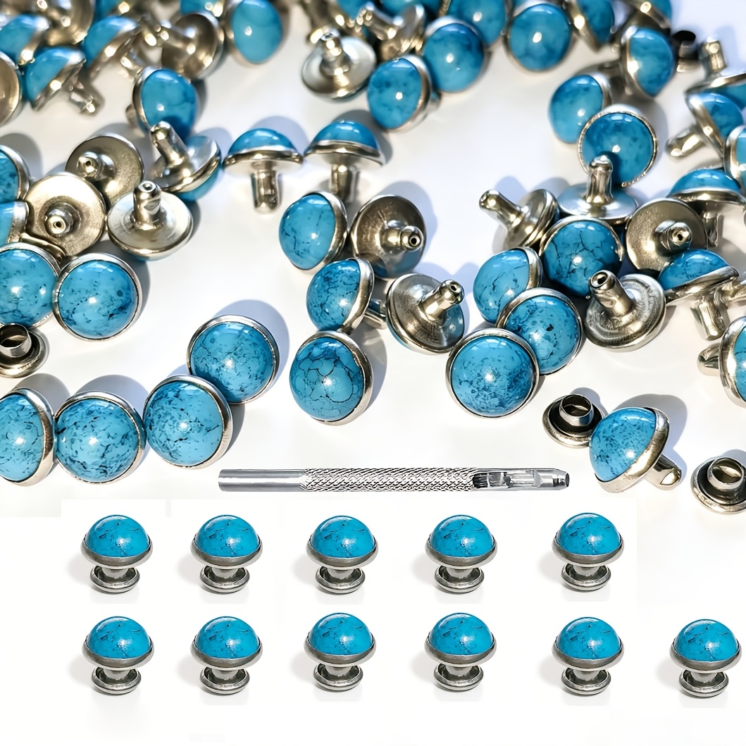TEMU [50pcs Rivet And 1pc Tool ] Decorative Rapid Rivets, Western Style Decor Studs, Diy Craft Rivets For Dog Collar, Belt, Wallet, Handbag, Shoes,