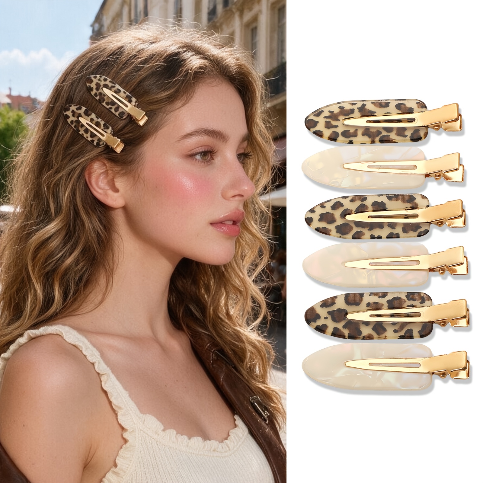 6pcs Vintage Leopard Print Hair Clips Set