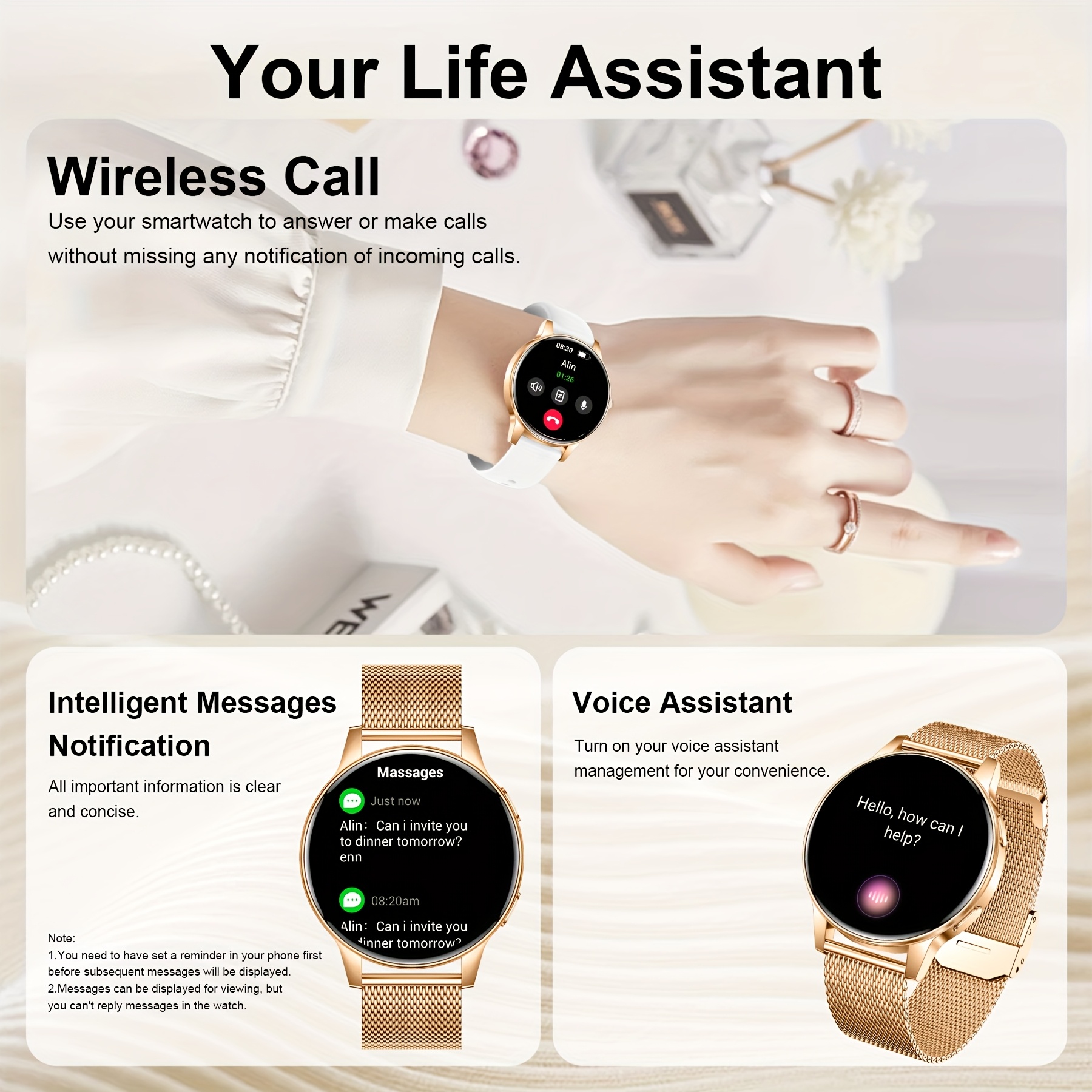 Smart Watch with HD Touchscreen and Voice Assistant