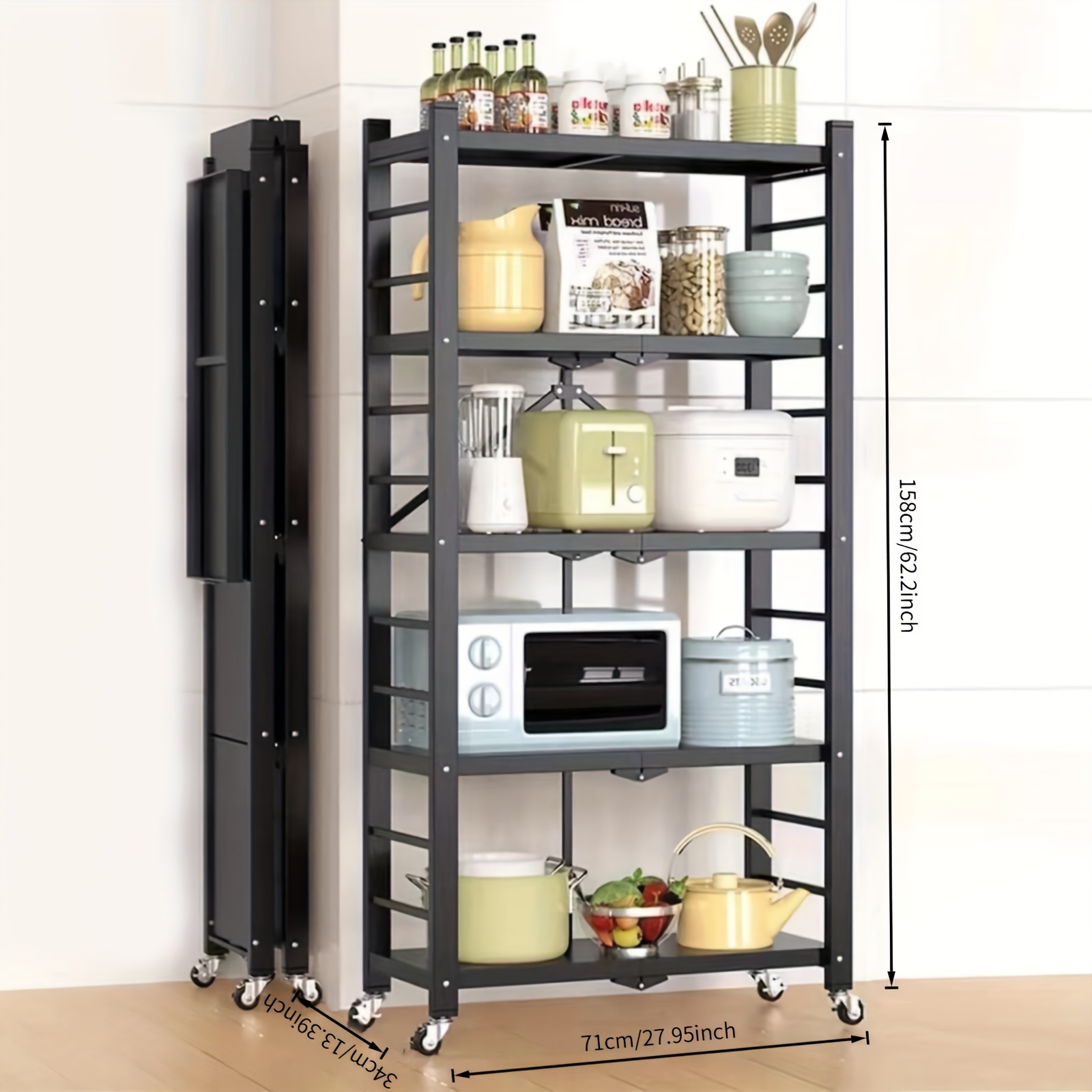 TEMU Merchandising Racks For Restaurant And Business 5-layer Unassembled Storage Rack, Equipped With Wheeled Storage Rack, Portable Floor Standing