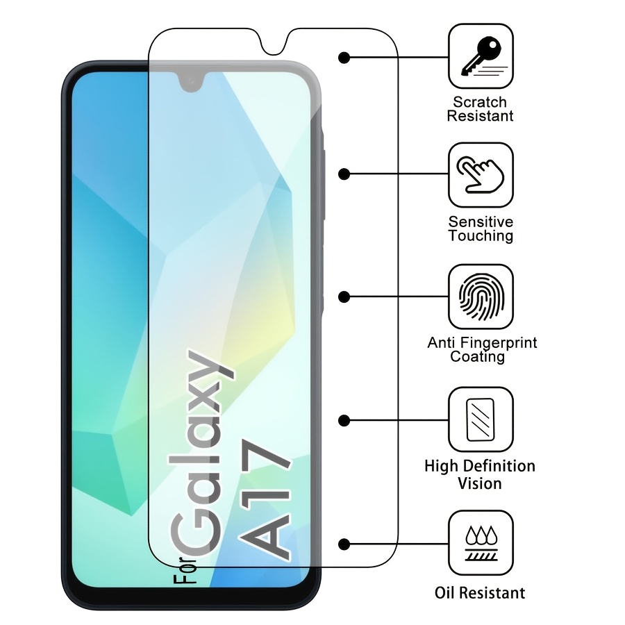 8ÎN1 4 buc. Sticlă Temperată Transparentă + 4 buc. Folie pentru Obiectivul Camerei pentru for Samsung Galaxy A17 Folie de Protecție pentru Ecran