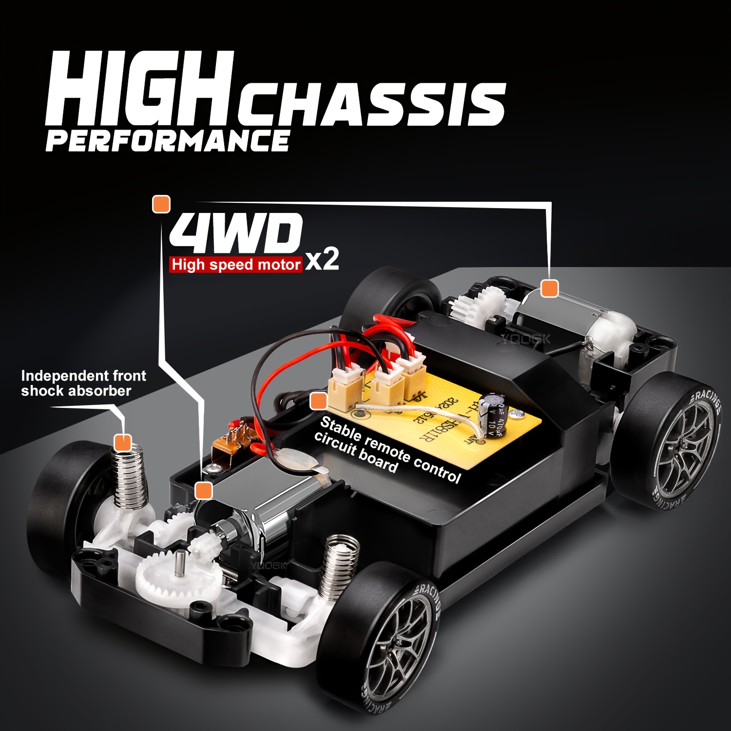 RC Drift Car, 1:24 RC Car, 2.4GHZ 20km/h High Speed Racing Car With Drift Tires, Roadblocks And LED Lights And 2 Batteries, Suitable For Boys And Girls Over Birthday Gift, Holiday Gift