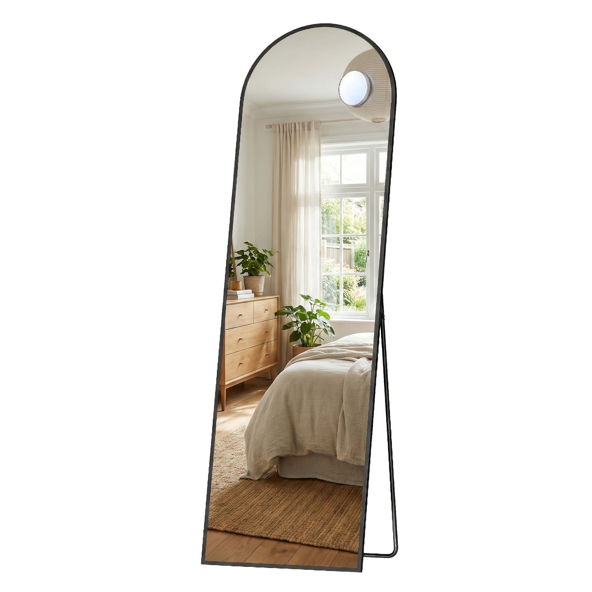 TEMU sur pied de longueur complète avec loupe amovible, verre trempé incassable, cadre en d'aluminium antirouille, de sol autoportant pour décoration