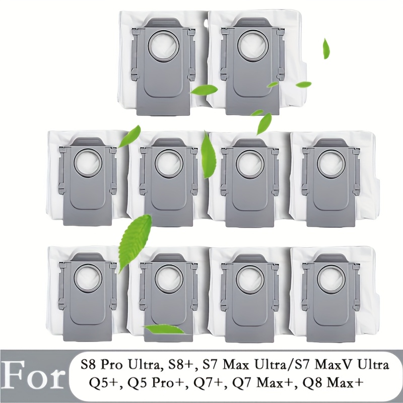 Image of 10 Dust Bags Suitable For Q8 Max+/q5(+, Max+, Pro+)/q7(+, Max, Max+)/s8+, , S7 Pro Ultra, S7 Max(maxv) Ultra Robot Vacuum Cleaners, Replacement Bags, Vacuum Bags, Large Capacity