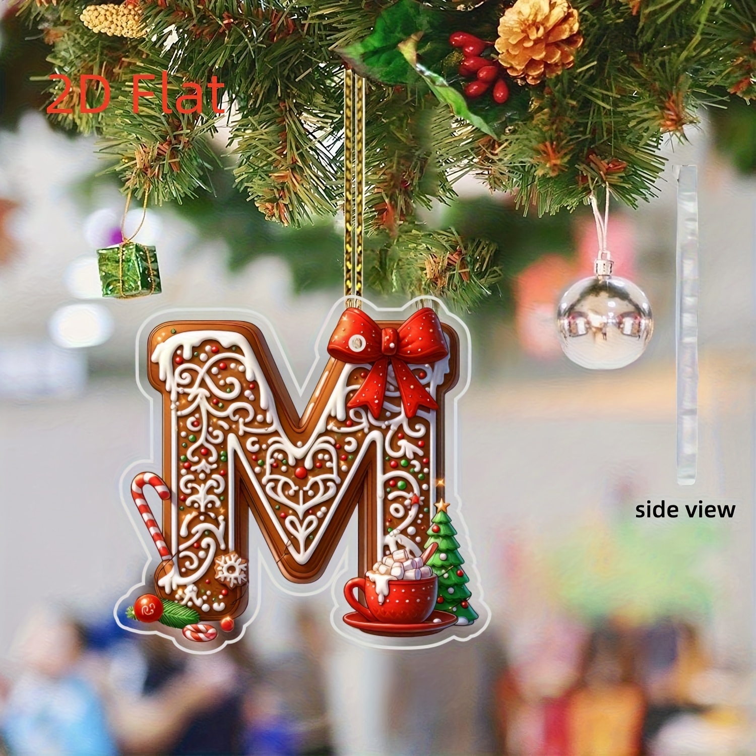 Image of 2d Flat, 2d Flat Christmas Tree Decorations, Christmas Tree Acrylic Pendants, Gingerbread For Man Christmas Tree Accessories Christmas Pendants, Gingerbread, 2d Flat