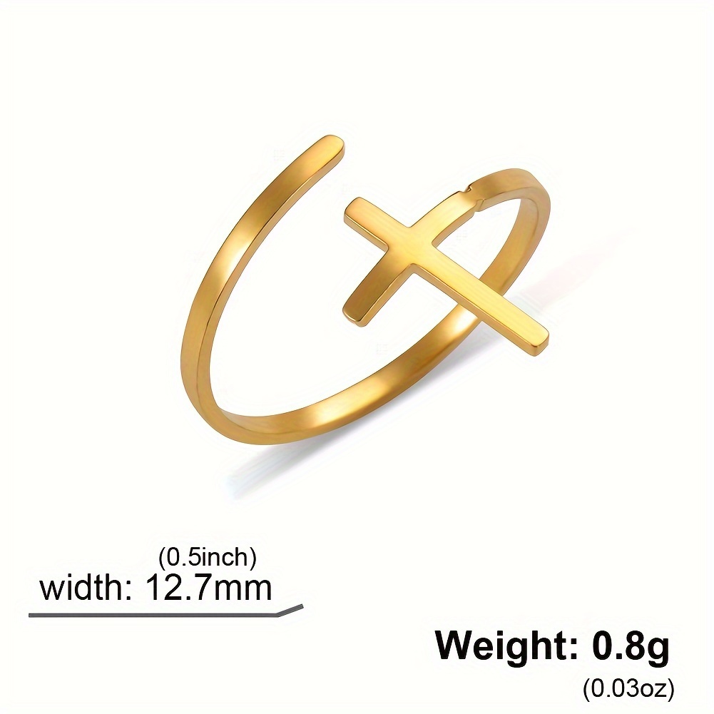 1pc Men's Cross Opening Ring Men's Fashion Jewelry Stainless Steel Adjustable Wedding Ring Amulet Gift For Best Friend