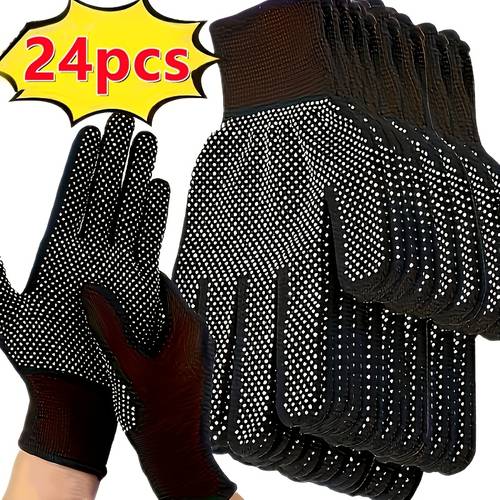 24 pairs of high quality nylon dot gloves anti slip wear resistant with high at the wrist suitable for outdoor cycling camping and fishing lightweight and durable in multiple colors