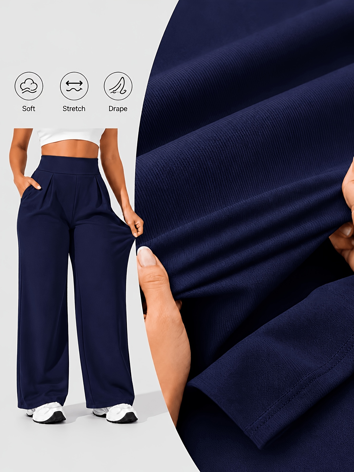 Pantalon Yoga Femme Grande Taille Pantalon de yoga grande taille taille haute jambes larges pour femmes 0XL-4XL Contrôle du ventre Anti-boulochage Anti-penetration Plissé avant Trousseaux latéraux profonds Double face Super doux 4 directions extensible Pantalon de sport décontracté pour yoga Salle de sport Travail en extérieur Toutes saisons