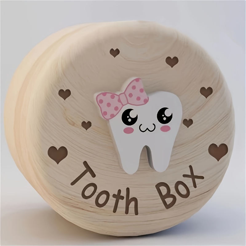 

3d Wooden Tooth Fairy Box With - Ideal Keepsake Gift For , Halloween, Thanksgiving, Christmas & Birthday Presents, Round Shape, Non-waterproof, Decorating Accessories