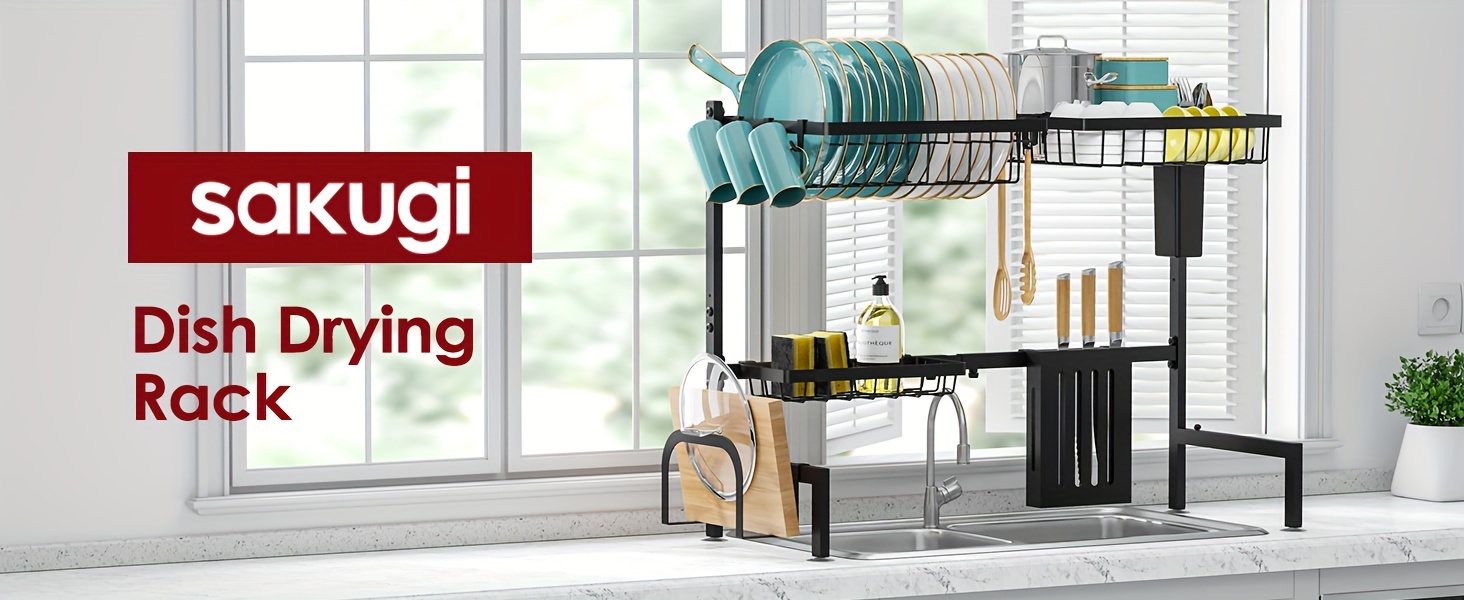 Adjustable Dish Drying Rack - Over-the-Sink Stainless Steel Drainer (26.8