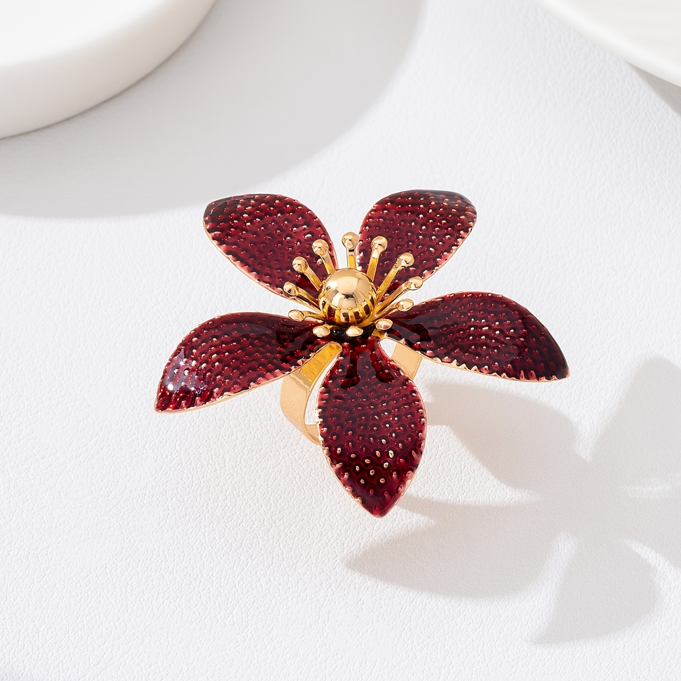 Women's 3D Oil Drop Flower Adjustable Ring, Summer Gifting